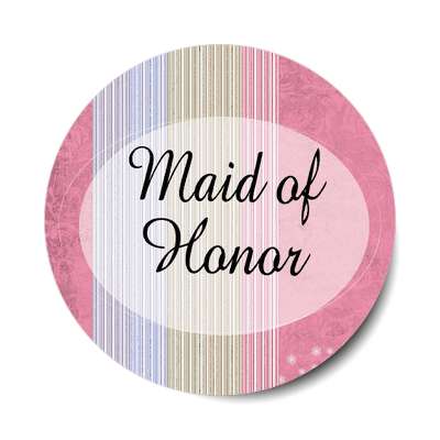maid of honor vertical oval pink lines sticker