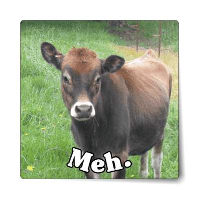 meh cow bored sticker