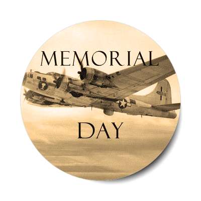 memorial day sepia plane sticker