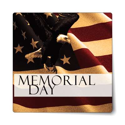 memorial day waving flag bald eagle sepia sticker