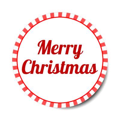 merry christmas cursive bold candy cane border sticker