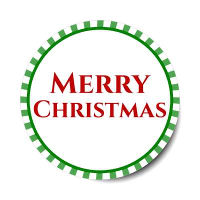 merry christmas green candy cane border classic sticker