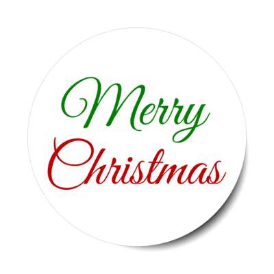 merry christmas green red classic cursive sticker