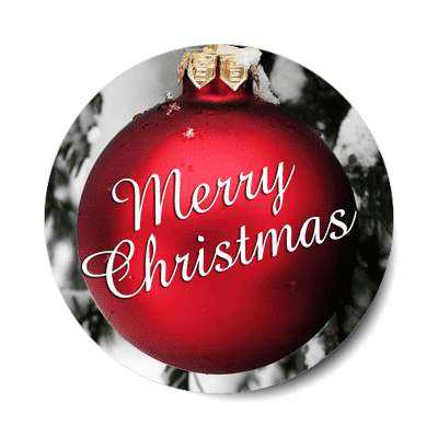 merry christmas ornament red classic sticker