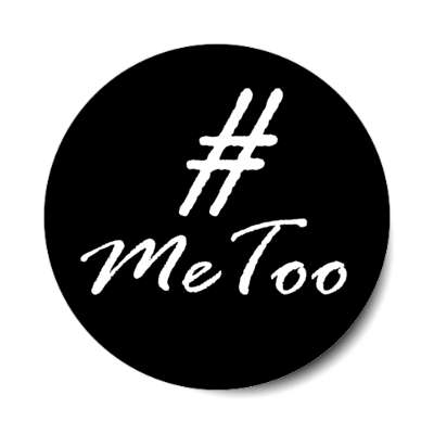 metoo handwritten hashtag black sticker