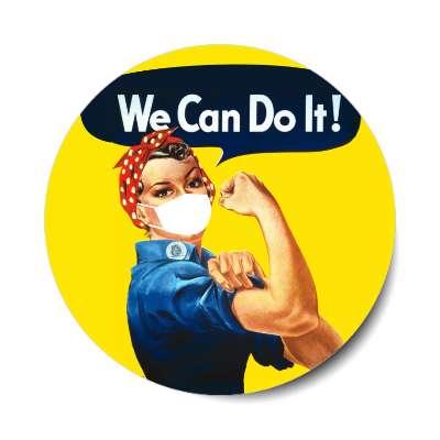 modern version covid we can do it rosie the riveter mask sticker