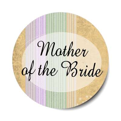 mother of the bride oval orange lines vertical sticker