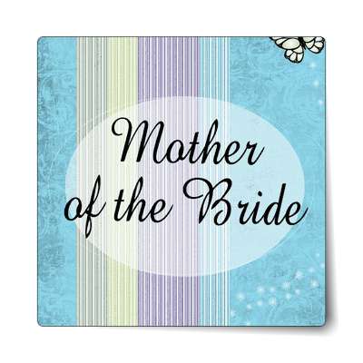 mother of the bride oval vertical blue lines sticker