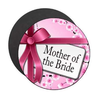 mother of the bride pink ribbon card magnet