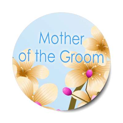 mother of the groom bright flowers light blue sticker
