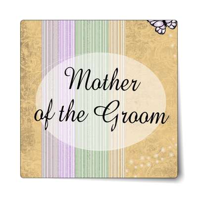 mother of the groom oval orange lines vertical sticker