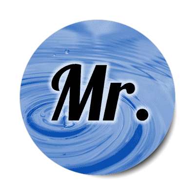 mr mister swirl blue cursive sticker