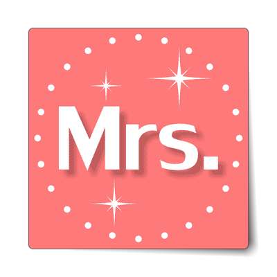 mrs missus pink circles border sticker