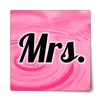 mrs missus swirl pink cursive sticker