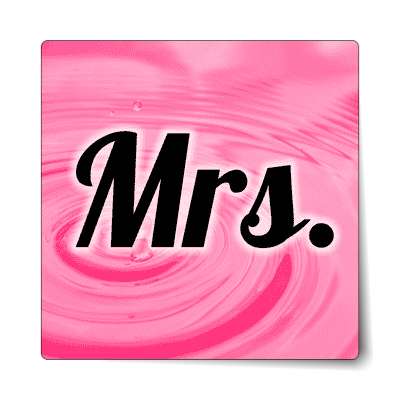 mrs missus swirl pink cursive sticker