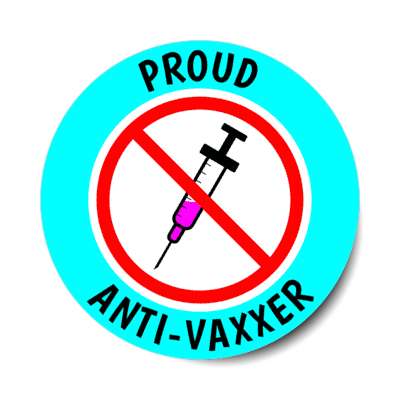 needle antivaccine proud anti vaxxer red slash aqua stickers, magnet