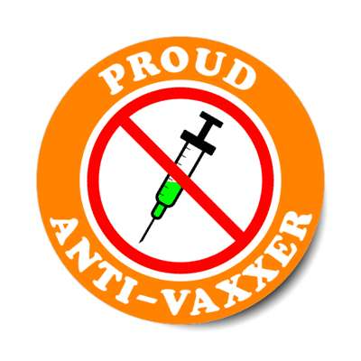 needle antivaccine proud anti vaxxer red slash orange stickers, magnet