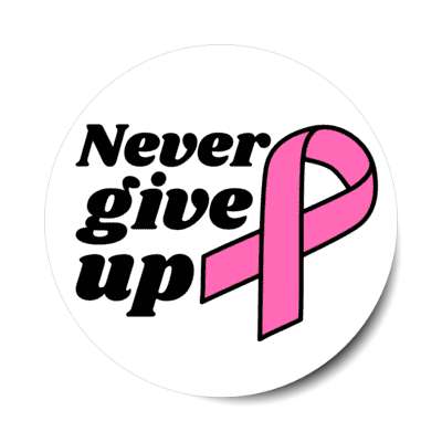 never give up pink ribbon white stickers, magnet