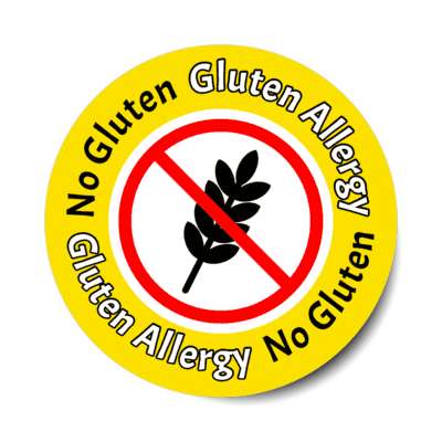 no gluten allergy symbol red slash stickers, magnet