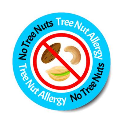 no tree nuts tree nut allergy red slash blue stickers, magnet