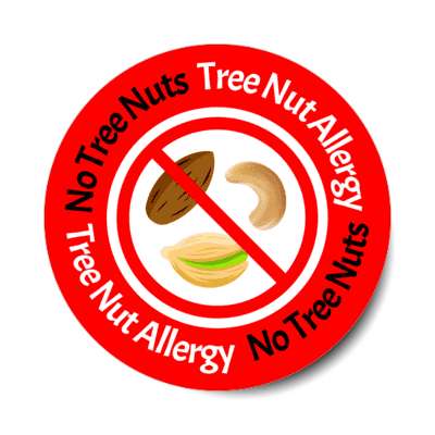 no tree nuts tree nut allergy red slash stickers, magnet