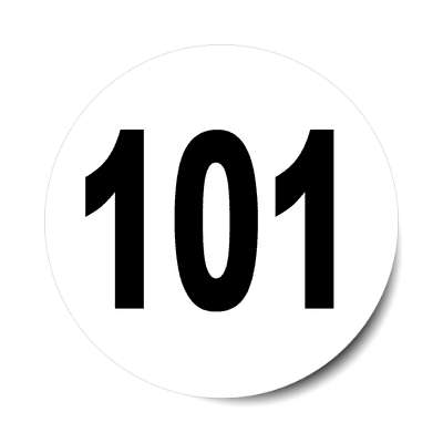 Number 101 White Black Stickers, Magnet | Wacky Print