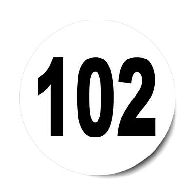 number 102 white black sticker