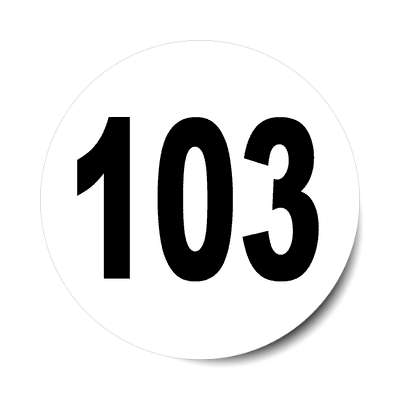 number 103 white black sticker