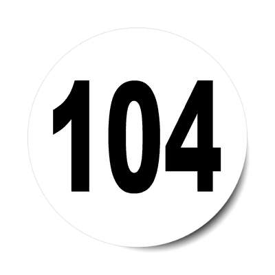 number 104 white black sticker