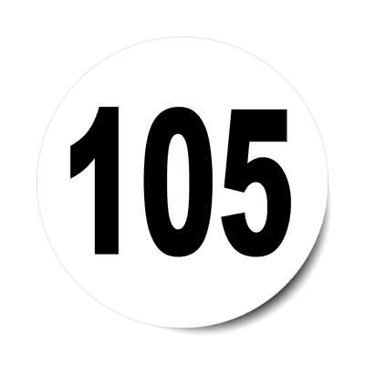 number 105 white black sticker