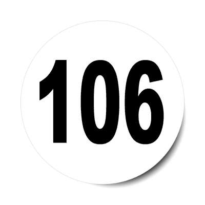 number 106 white black sticker