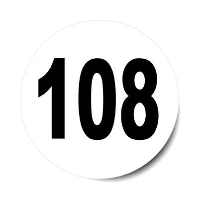 number 108 white black sticker
