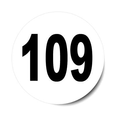 number 109 white black sticker