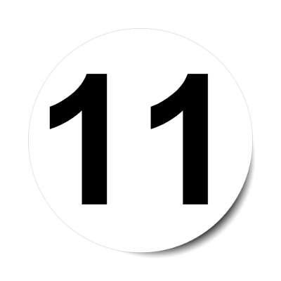 number 11 white black sticker