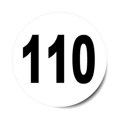 number 110 white black sticker