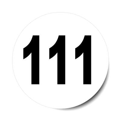 number 111 white black sticker