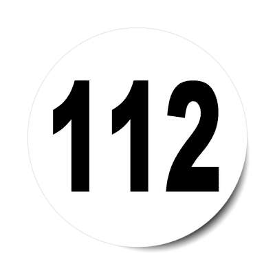 number 112 white black sticker