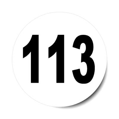 number 113 white black sticker