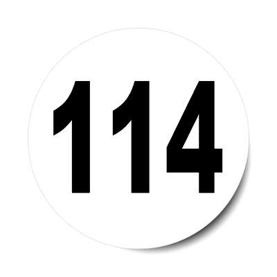 number 114 white black sticker