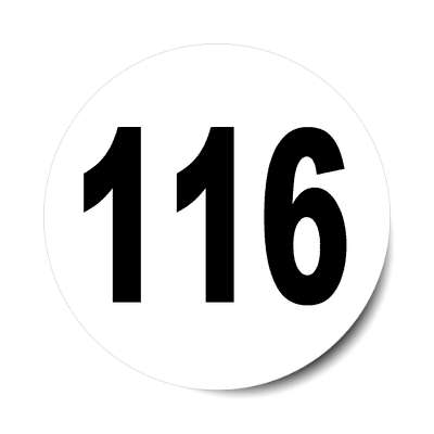 number 116 white black sticker