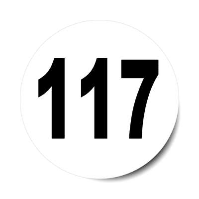 number 117 white black sticker