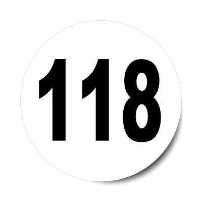 number 118 white black sticker