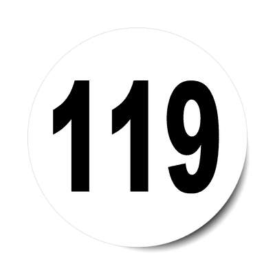 number 119 white black sticker