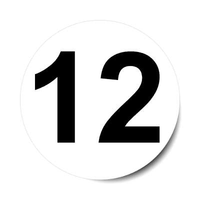 number 12 white black sticker