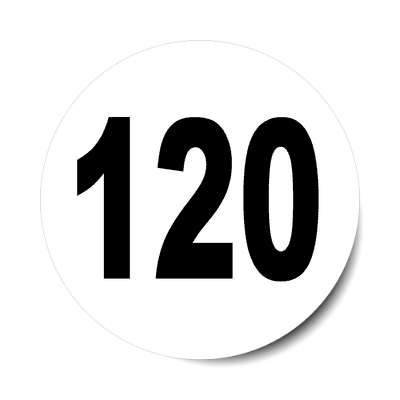 number 120 white black sticker