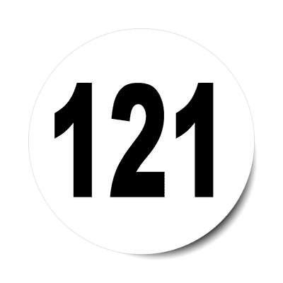 number 121 white black sticker