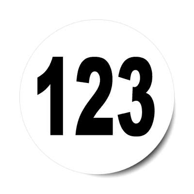 number 123 white black sticker