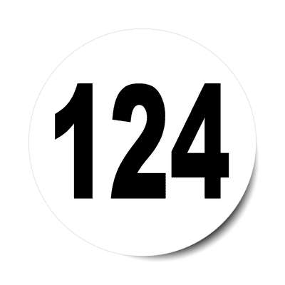 number 124 white black sticker