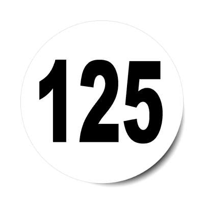 number 125 white black sticker