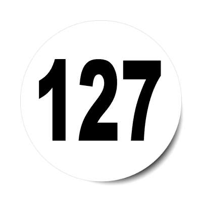 number 127 white black sticker